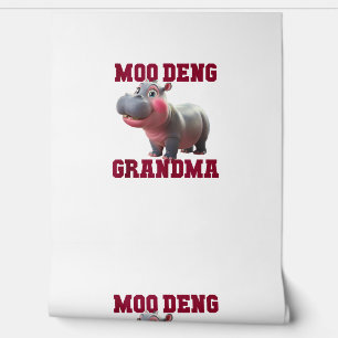 Papier Peint Cute MOO DENG GRANDMA Baby Hippo Granny Enseignant