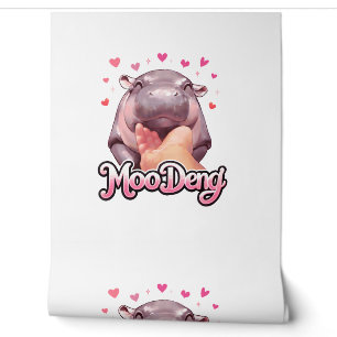 Papier Peint Cute Moo Deng Hippo Girlie Coeurs pour filles enfa