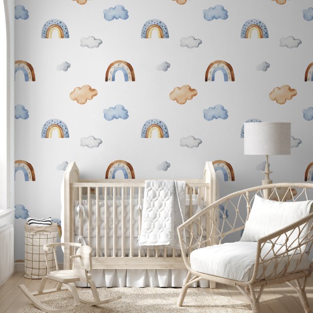 Papier Peint Cute Nuages et Boho Rainbows Boy Nursery (Enfants)