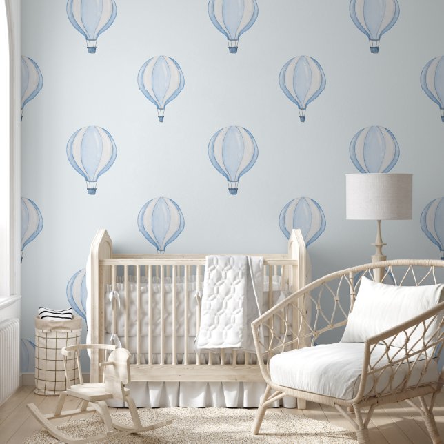 Papier Peint Cute Pastel Blue Hot Air Balloon Baby Boy Nursery (Enfants)