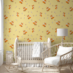 Papier Peint Cute Petit Fox Jaune Motif