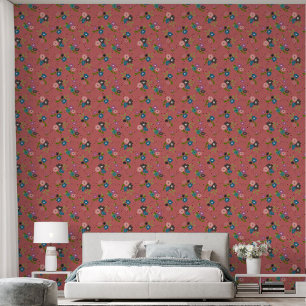 Papier Peint Cute petite grappe de fleurs sur rose Vintage