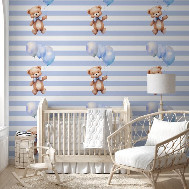 Papier Peint Cute petite ours en bleu (Enfants)