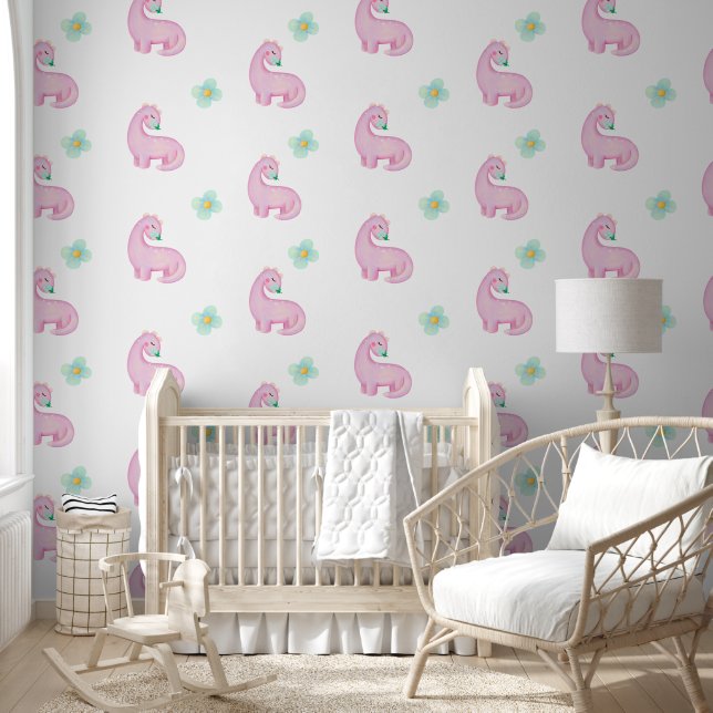 Papier Peint Cute Pink Dinosaur (Enfants)