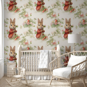 Papier Peint Cute Rabbit Fraise Nourriture Peel & Stick