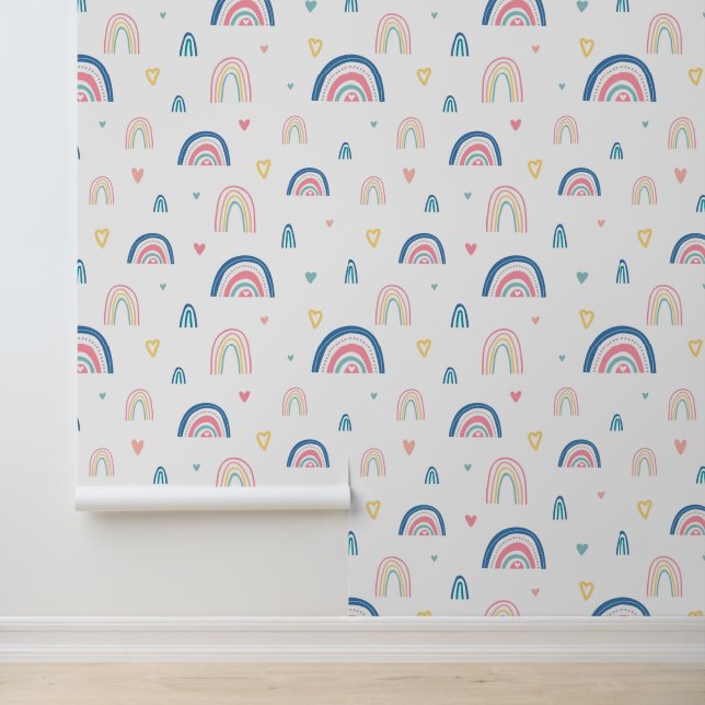 Papier Peint Cute Rainbows & Hearts Motif (Application)