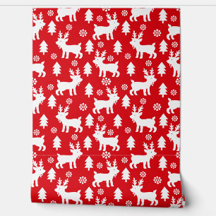 Papier Peint Cute Red Christmas Reindeer Motif Enfants Nursery