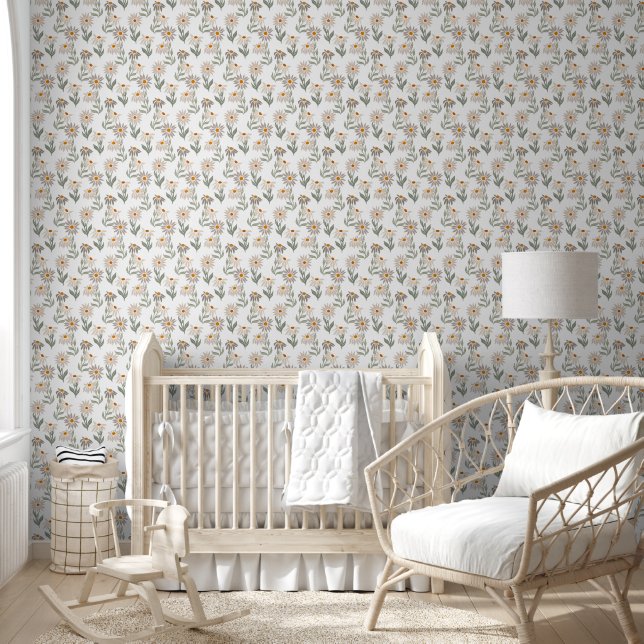 Papier Peint Cute Retro Daises Motif Floral (Enfants)