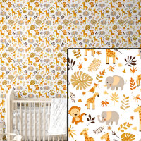 Cute Safari Animaux Orange Brown Elephant Giraffe