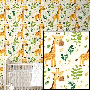 Papier Peint Cute Safari Animaux Orange Giraffes