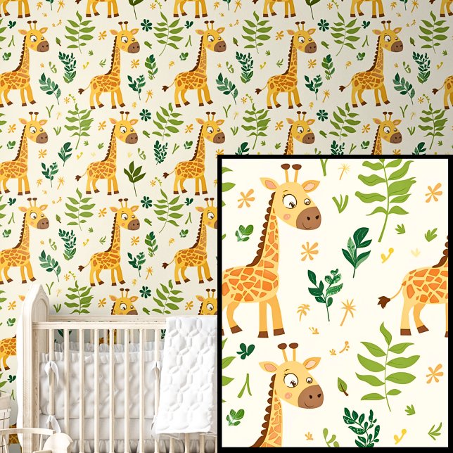 Papier Peint Cute Safari Animaux Orange Giraffes (Créateur téléchargé)