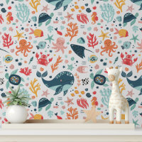 Cute Sea Créatures Tortue Baleine Motif