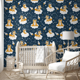 Papier Peint Cute Space Animals Baby's Nursery