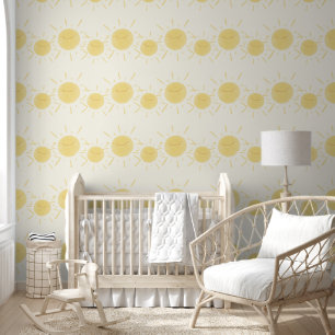 Papier Peint Cute Sunshine Stripe Pastel Jaune