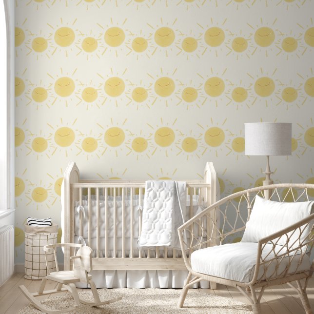Papier Peint Cute Sunshine Stripe Pastel Jaune (Enfants)