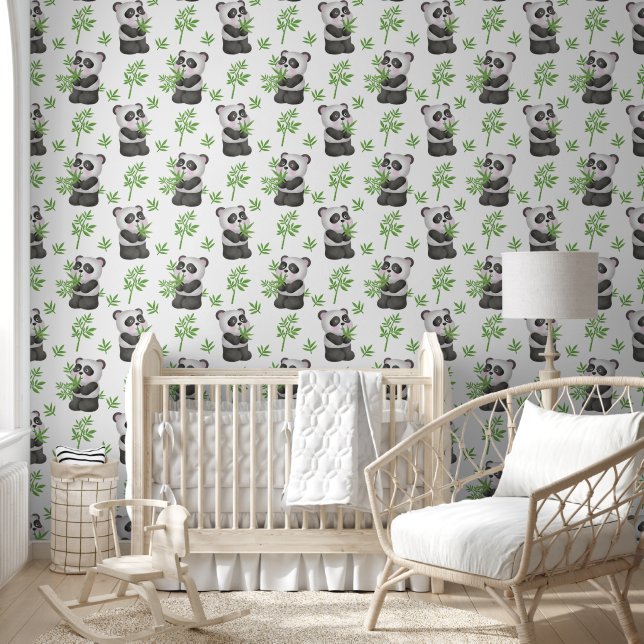 Papier Peint Cute unisex panda bébé carrelée (Enfants)