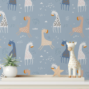 Papier Peint Cute Whimsical Giraffe Moderne Motif pour enfants