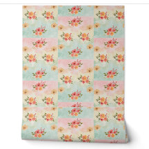 Papier peint d'accent de grille florale botanique