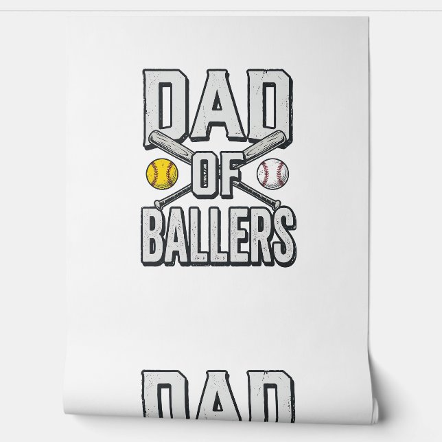Papier Peint Dad of Ballers Softball and Baseball Vintage Shirt (Déroulement)