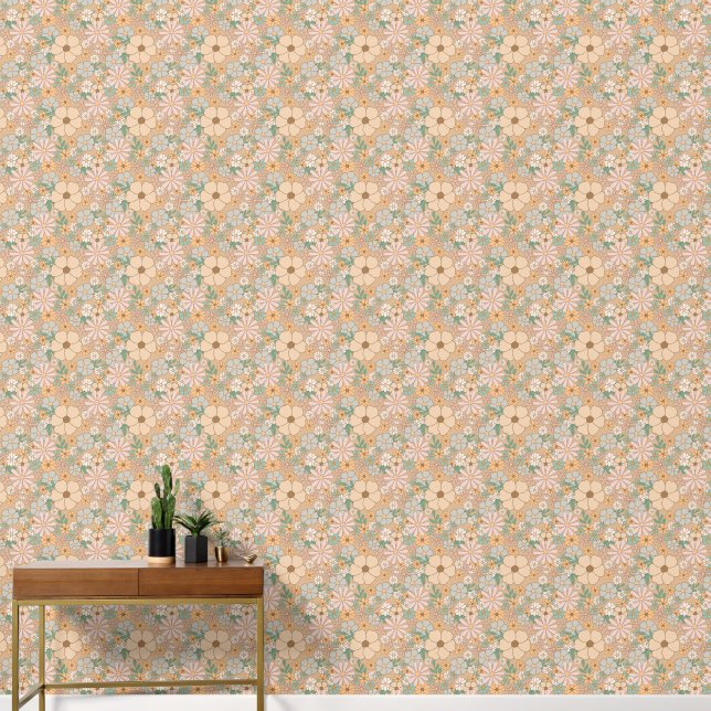 PAPIER PEINT DAISIES BOHO FLEURS SANS PARAÎTRE (Couloir)