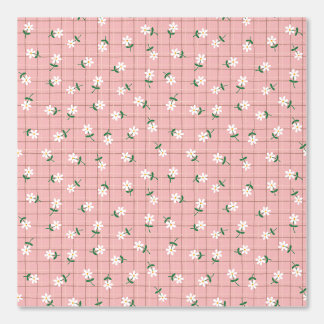 Papier Peint Daisies on Pink Plaid (medium scale)