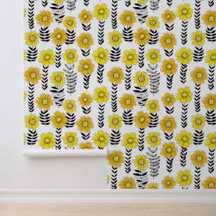 Papier Peint Daisy dooda en jaune et noir