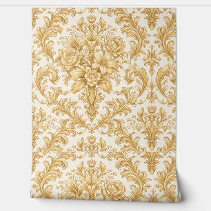 Papier Peint Damassé floral or