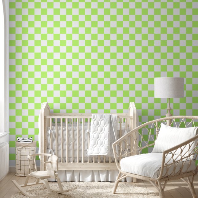Papier Peint Damier vert citron visuel classique  (Enfants)
