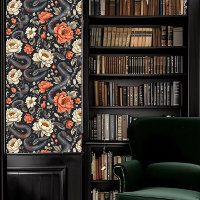 Dark Academia Snakes & Red and White Flowers