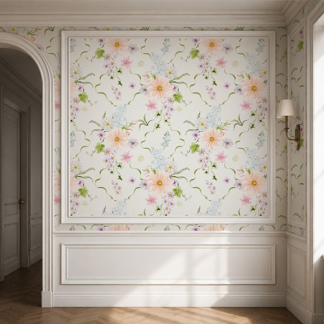 Papier peint de cottage botanique vintage  (Créateur téléchargé)