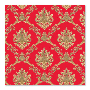 Papier peint de designer damas belge or sur rouge