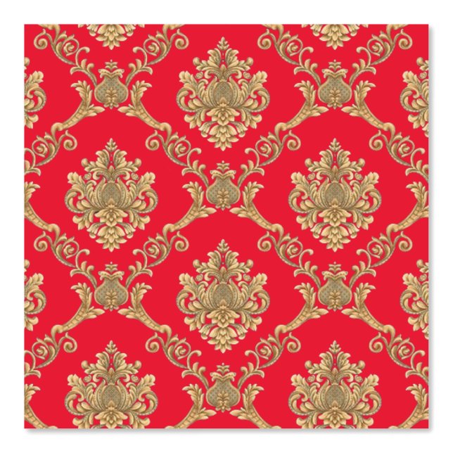 Papier peint de designer damas belge or sur rouge  (Recto)