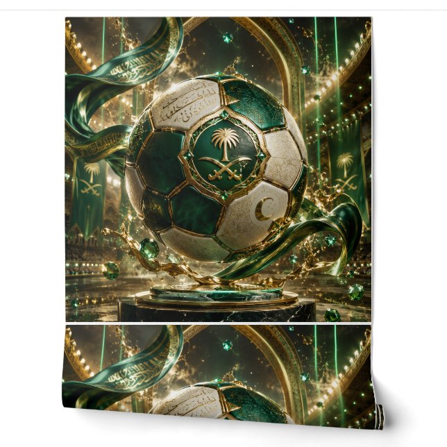 Papier peint de football saoudien de luxe | Vert e (Déroulement)