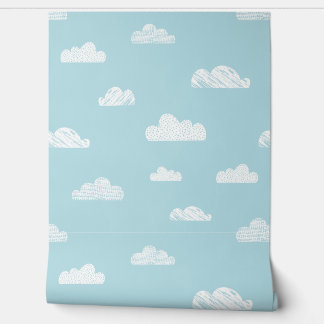 Papier Peint De mignons petits nuages sur bleu clair