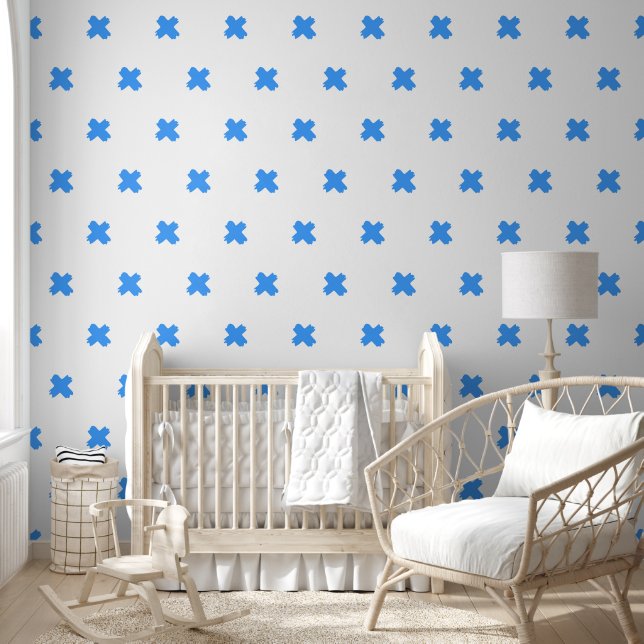 Papier peint de motif bleu-blanc frais (Enfants)