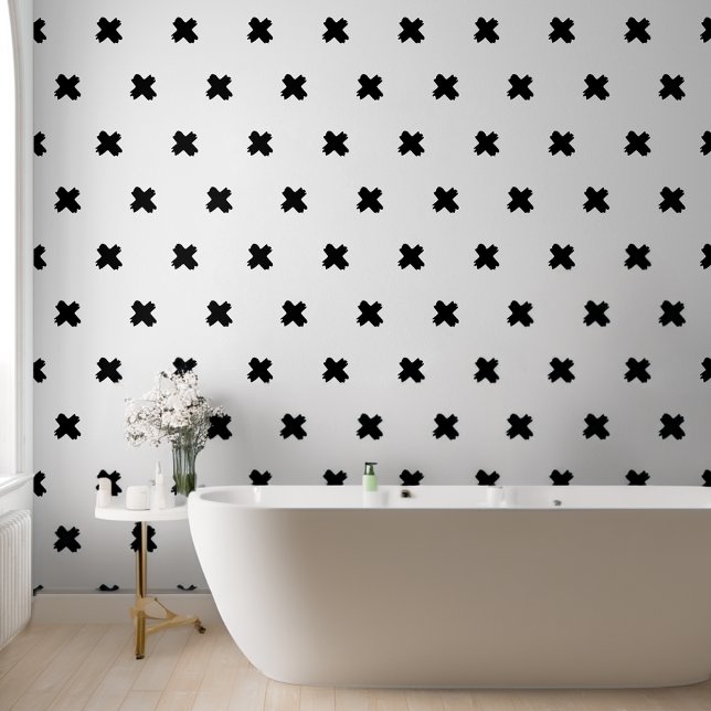 Papier peint de motif croix blanc-noir frais (Créateur téléchargé)