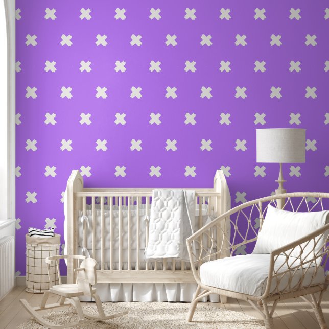 Papier peint de motif de croix violet-blanc frais (Enfants)