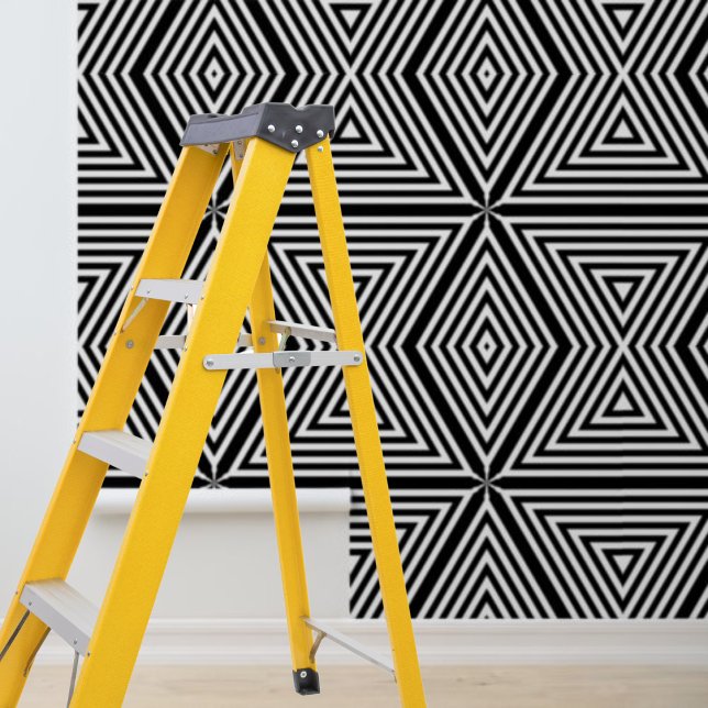 Papier Peint Décoller et coller des diamants à rayures noires e (Peel and stick modern black white stripes diamonds wallpaper)