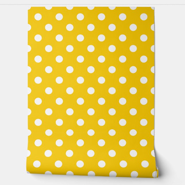 Papier Peint Décor blanc Motif jaune (Déroulement)