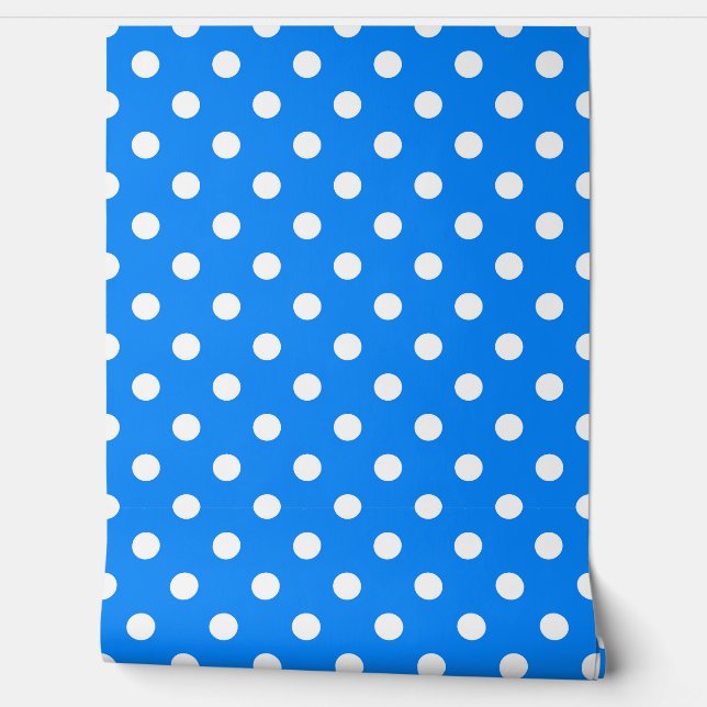 Papier Peint Décor bleu blanc Pois Motif (Déroulement)
