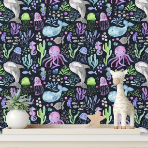 Papier Peint Décor de chambre de nursery d'animaux océaniques m