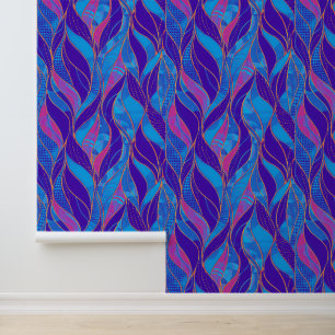 Papier Peint Décor de feuille violet bleu rose gras