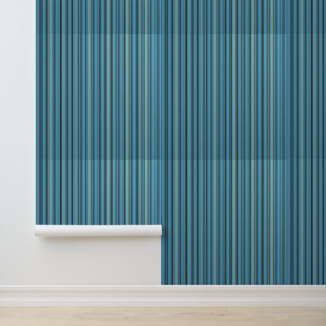Papier Peint Décor maison rayures bleues (Application)