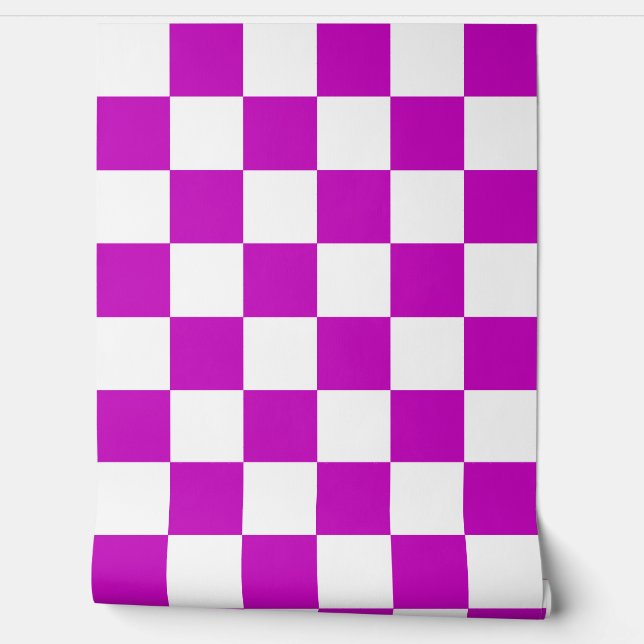 Papier Peint Décor mauve À damiers blanc (Déroulement)