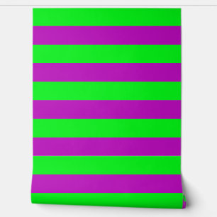 Papier Peint Décor mauve et vert rayures