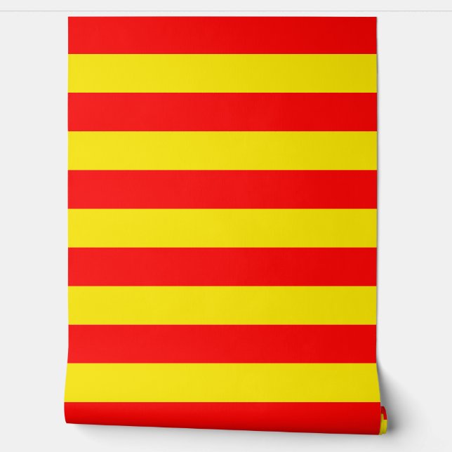 Papier Peint Décor mural en rayures rouge et jaune (Déroulement)