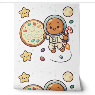 Papier Peint Décor spatial mignon de Noël astronaute en pain d'