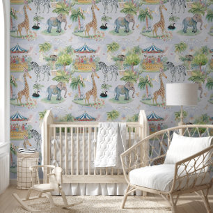 Papier Peint Décoration de nurserie à l'aquarelle Vintage Cirqu