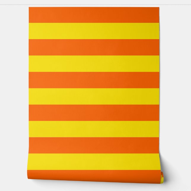 Papier Peint Décoration murale à rayures orange et jaune (Déroulement)