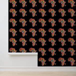Papier peint découpé et collé, carte colorée de l'